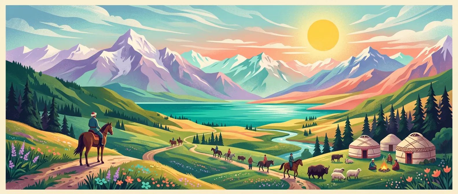 Landmarks and scenery of Kyrgyzstan